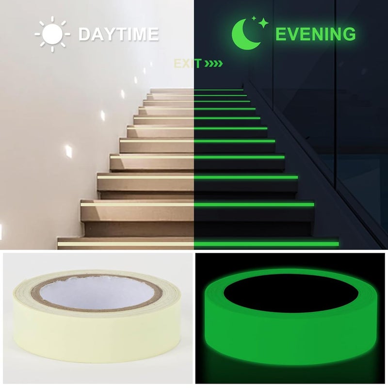 CARGEN Green Glow in The Dark Tape, Fluorescent Wall Halloween Decor Light Up Stickers All Bright Luminous Night Adhesive Marker for Stage Floor, Stair Safety, Walls and Exit Sign, 0.5" x 10 Feet - Image 5